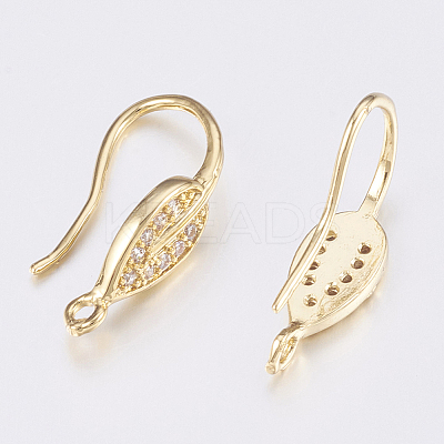 Brass Micro Pave Cubic Zirconia Earring Hooks LS-ZIRC-K075-38G-1