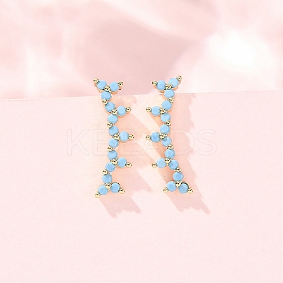 Brass Micro Pave Cubic Zirconia Stud Crawler Earrings KK-CBAA351-18G-01-1