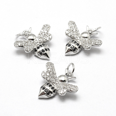 Brass Micro Pave Grade AAA Cubic Zirconia Charms ZIRC-P072-02P-NR-1