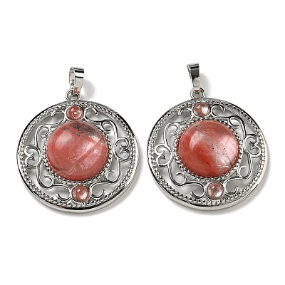 Cherry Quartz Glass Pendants G-Q158-03U-1