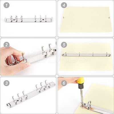 Carbon Steel 6 Ring & 4 Ring Loose Leaf Book Binder Hinged Clamp FIND-NB0002-38-1