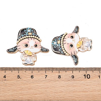 Peking Opera Cat Alloy Enamel Cabochons AL-CBA1A6F-04KCG-B-1