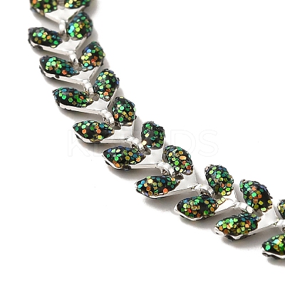 Brass Enamel Link Cobs Chains Bracelets with Paillettes for Women BJEW-L685-07P-1