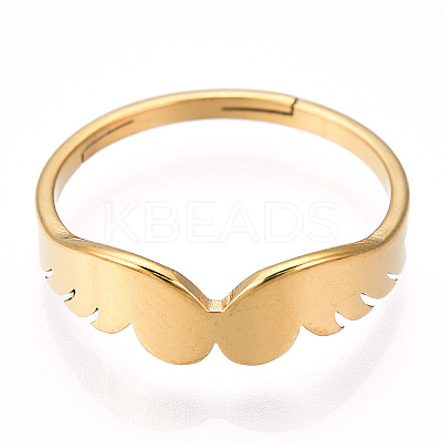 Ion Plating(IP) 304 Stainless Steel Wing Adjustable Ring for Women LS-RJEW-T027-10G-1