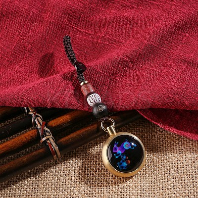 Luminous Brass & Lampwork Twelve Zodiac Turning Pendant Decorations LUMI-PW0004-019E-1