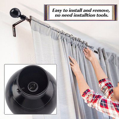 2Pcs Iron Round Curtain Rod Finials FIND-GF0002-96A-1