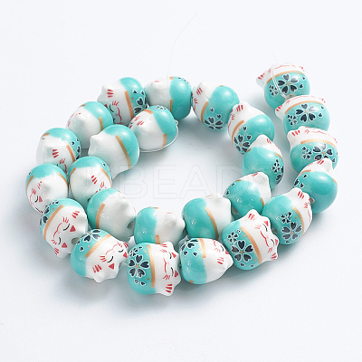 Handmade Printed Porcelain Beads PORC-G004-C02-1