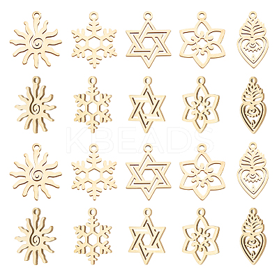 20Pcs 5 Styles Ion Plating(IP) 316L Surgical Stainless Steel and 304 Stainless Steel Pendants STAS-AN0001-04-1