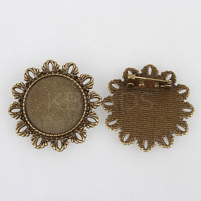 Vintage Alloy Brooch Cabochon Bezel Settings PALLOY-N0085-63AB-NF-1
