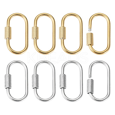 10Pcs 2 Colors Ion Plating(IP) 304 Stainless Steel Screw Carabiner Lock Charms FIND-TA0005-44-1