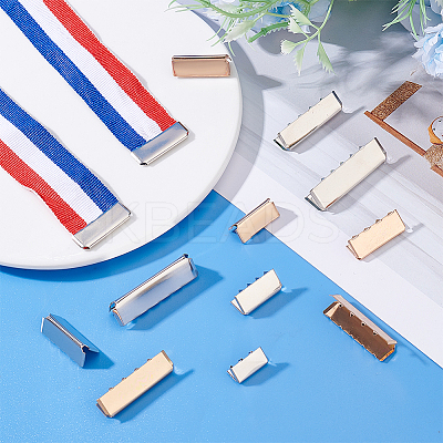120Pcs 10 Styles Iron Ribbon Crimp Ends IFIN-PH0002-35-1