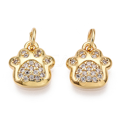 Brass Micro Pave Clear Cubic Zirconia Charms KK-T070-06G-NF-1