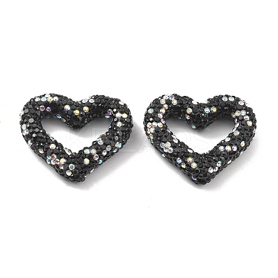 Heart Shape Polymer Clay Rhinestone Beads CLAY-NH0001-09B-04-1