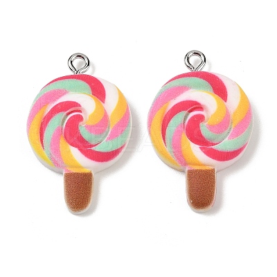 Spray Painted Opaque Resin Pendants RESI-F061-08-1