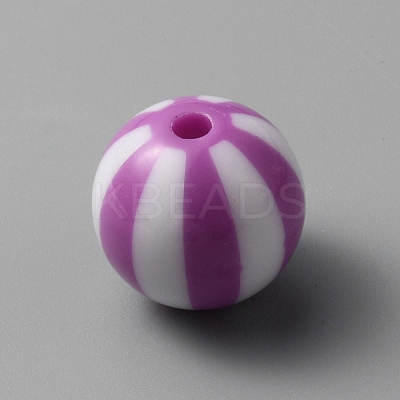 Opaque Acrylic Striped Beads LS-SACR-WH0009-10C-1