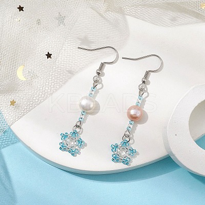 Natural Pearl Dangle Earrings EJEW-MZ00120-02-1