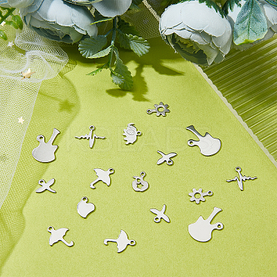 320Pcs 8 Style 304 Stainless Steel Charms STAS-DC0003-20-1