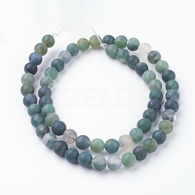 Natural Moss Agate Bead Strands G-G735-62F-6mm-1