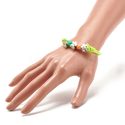 Flower & Column Beaded Cord Bracelet BJEW-JB07912-1
