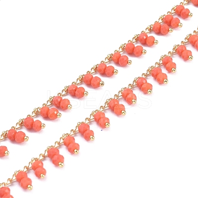 3.28 Feet Handmade Glass Beaded Chains X-CHC-I006-16G-1