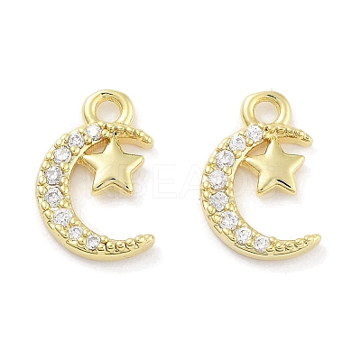 Brass Micro Pave Clear Cubic Zirconia Pendants ZIRC-P120-11G-1