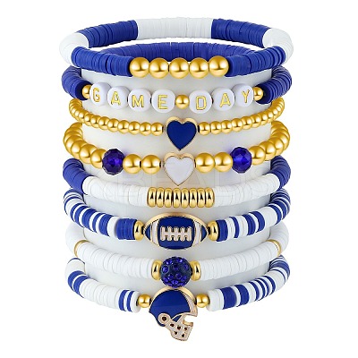 1 Set Handmade Polymer Clay Heishi Beads Stretch Bracelets Set BJEW-SZ0002-67B-01-1