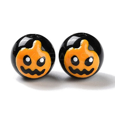 Halloween Themed Baking Paint Glass Beads Strands LAMP-L078-001B-1