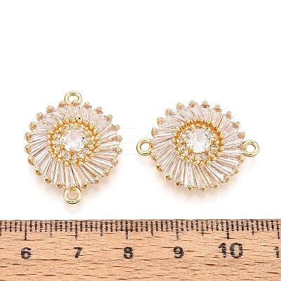 Brass Pave Clear Cubic Zirconia Connector Charms KK-N284-22G-1