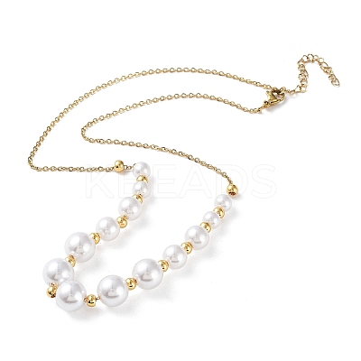 Plastic Pearl Graduated Beaded Necklace NJEW-F317-02G-1