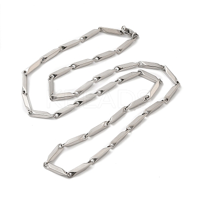 Non-Tarnish 201 Stainless Steel Rectangle Bar Link Chain Necklace NJEW-Q316-01C-P-1