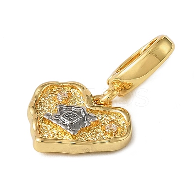 Christmas Brass Rhinestone Heart Pendant Decorations KK-H498-01G-03-1