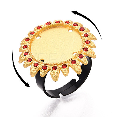 Adjustable Flower Alloy & Iron Rhinestone Bezel Cup Ring Base with Rotatable Tray MAK-T012-09G-1