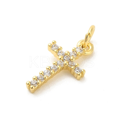 Cross Shape Rack Plating Brass Micro Pave Cubic Zirconia Pendants KK-S396-07B-1