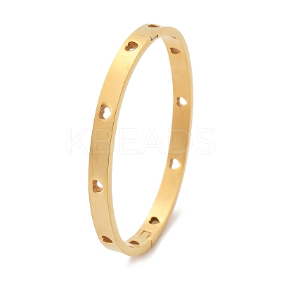 Hollow Heart 304 Stainless Steel Bangles for Women BJEW-Z092-11G-1