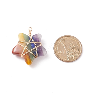 Chakra Natural Mixed Stone Pendants PALLOY-JF01878-02-1