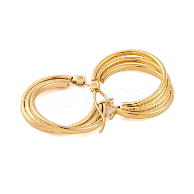 Ion Plating(IP) 304 Stainless Steel Hoop Earrings for Women EJEW-P279-30G-1