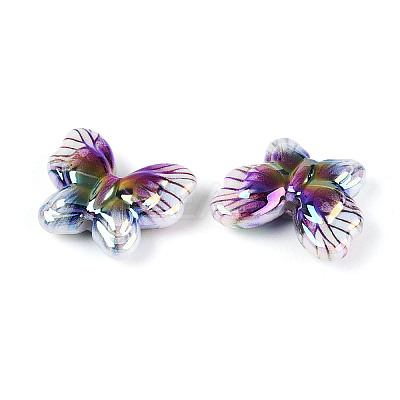 UV Plating Printed Opaque Acrylic Beads PACR-N017-05B-1