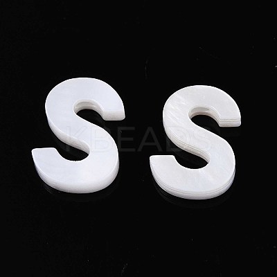 Natural Freshwater Shell Letter Charms BSHE-ZX007-02S-1