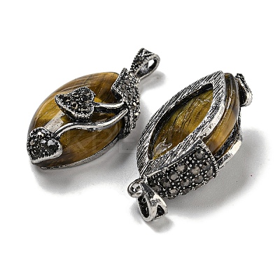 Natural Tiger Eye Horse Eye Pendants G-F766-01AS-08-1