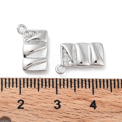 Brass Micro Pave Clear Cubic Zirconia Charms KK-F871-42P-1