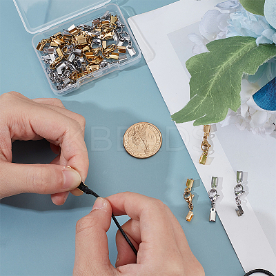 40Pcs 2 Colors Ion Plating(IP) 304 Stainless Steel Lobster Claw Clasps with Cord Ends STAS-PH0006-94-1