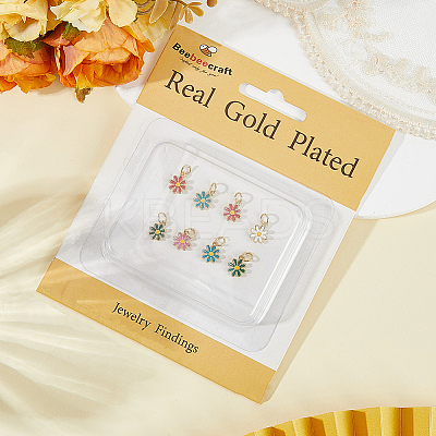 10Pcs 5 Colors Brass Enamel Charms KK-BBC0024-04-1