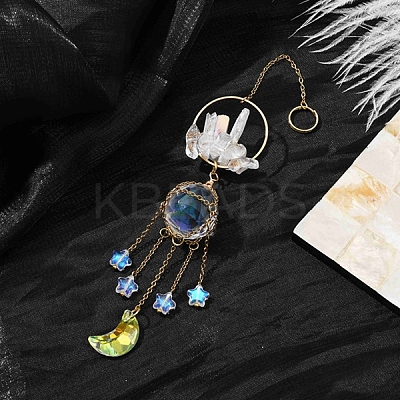 Stainless Steel Cable Chains Pouch Teardrop Pendant Decorations HJEW-JM01578-1