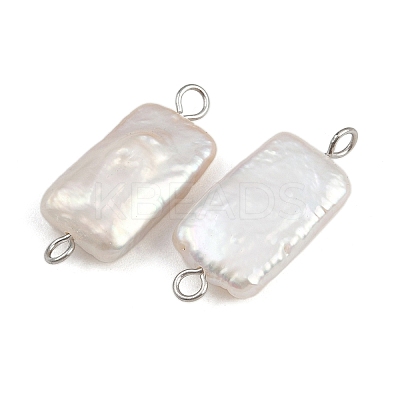 Natural Freshwater Pearl Keshi Pearl Rectangle Connector Charms STAS-D378-18P-1