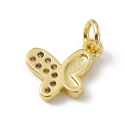 Brass Micro Pave Clear Cubic Zirconia Butterfly Charms ZIRC-F132-92G-1
