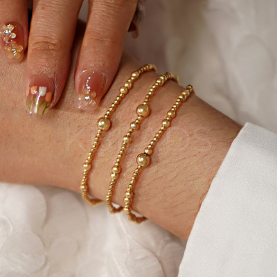 3Pcs CCB Plastic Beads Stretch Bracelets for Women ZW2963-1