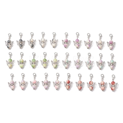 30Pcs 6 Colors Synthetic Turquoise Angel Pendant Decoration HJEW-JM02812-1
