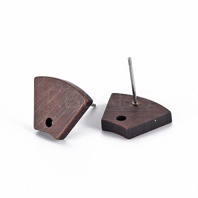 Walnut Wood Stud Earring Findings WOOD-S054-48-1