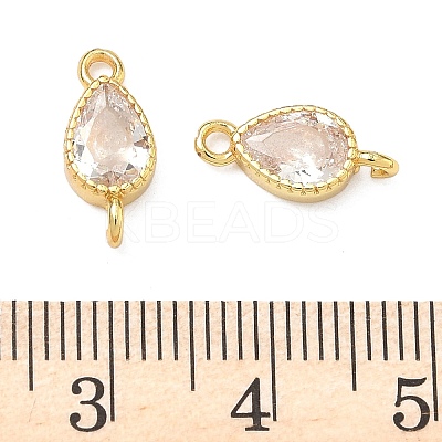 Brass Pave Cubic Zirconia Teardrop Connector Charms KK-P348-09G-03-1