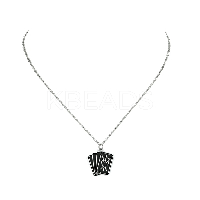 Gothic Style Pentagram/Coffin/Book Alloy Enamel Pendant Necklaces NJEW-JN04362-1